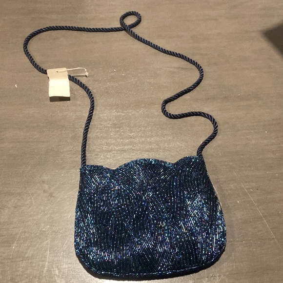 vintage unused peacock beaded evening bag - Picture 3 of 11